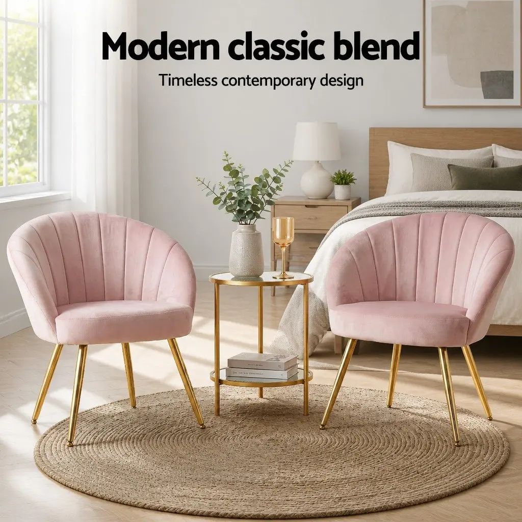 Armchair Pink Velvet Upholstered Extra Wide Back High Resilience Foam Splayed Legs