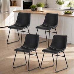 Dining Chairs Set of 4 Retro Black Accent Kitchen Lounge Seating Sled Legs