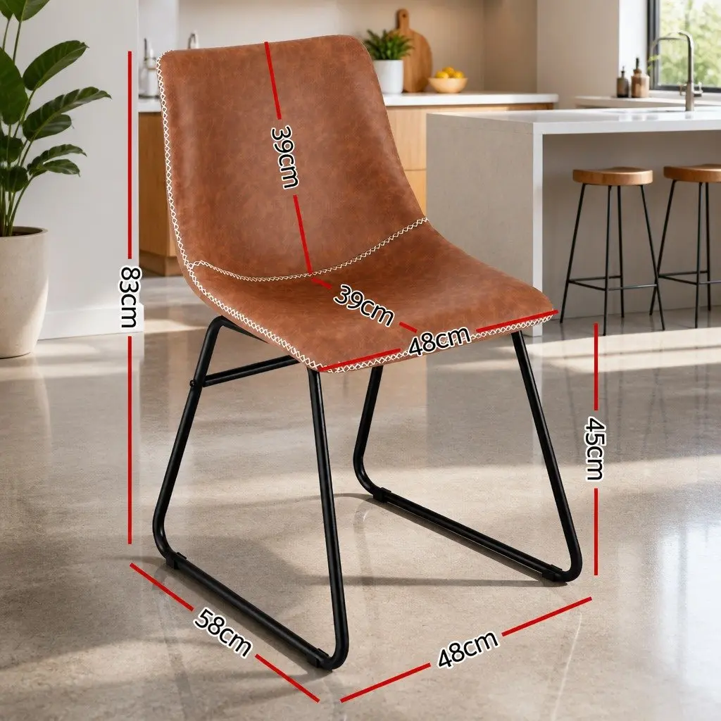 Dining Chairs Retro Padded Backrest Set of 4 Brown