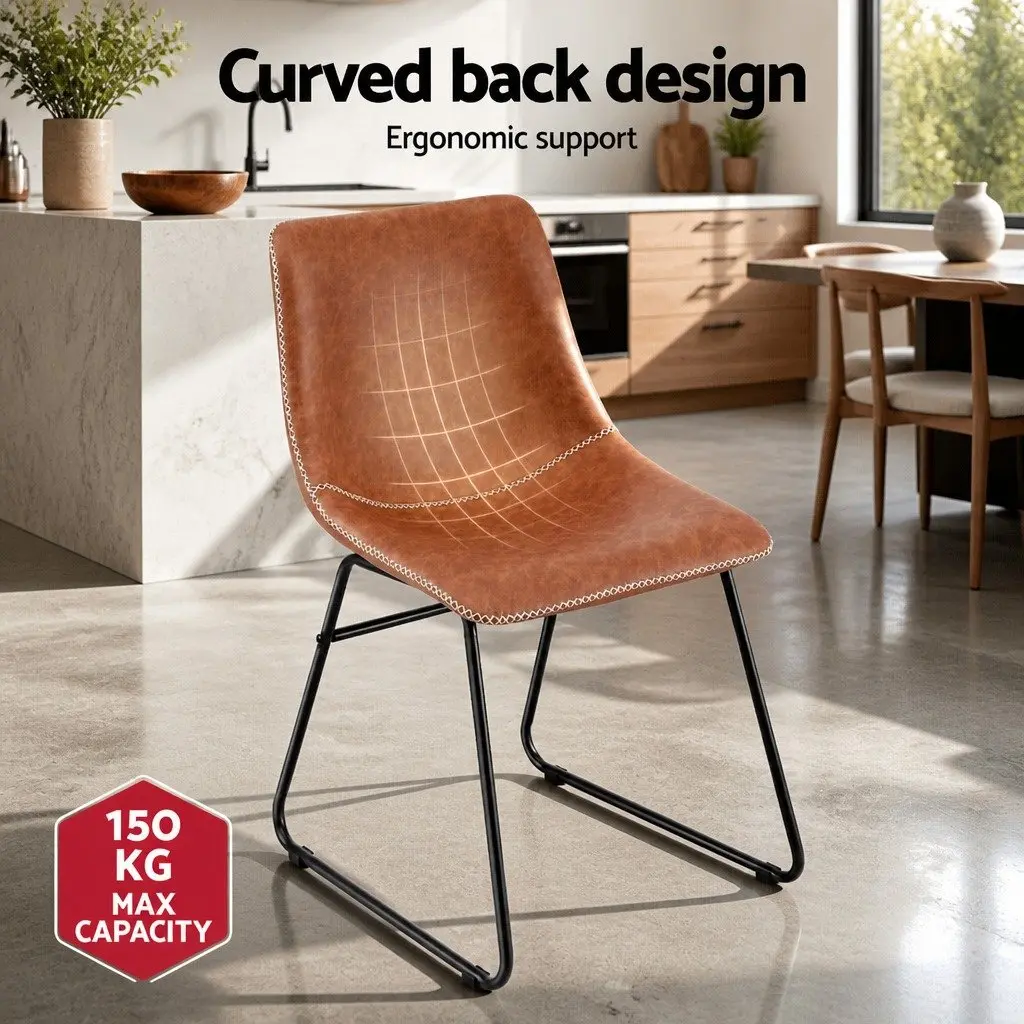 Dining Chairs Retro Padded Backrest Set of 4 Brown