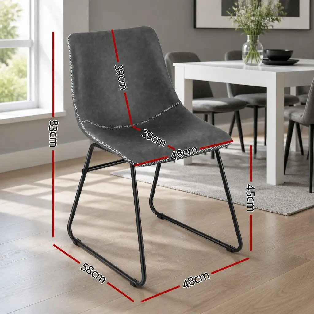 Dining Chairs Retro Style Ergonomic Curved Backrest Padded Seat Grey Set of 4