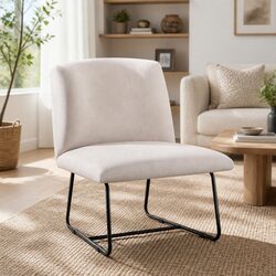 Accent Chair Armchair Cross Leg Beige Modern Living Room Lounge Seating