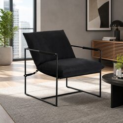 Black Sling Armchair Lounge Chair Modern Accent Furniture with Foam Cushion