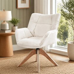 Swivel Armchair White Velvet Nursing Chair 360 Degree Rotate Accent Furniture