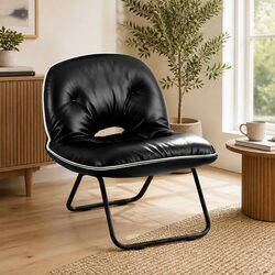 Foldable Armchair 2-In-1 Lounge Chair Portable Tote Bag Black Camping Outdoor