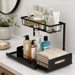 Under Sink Organizer Storage L Shape Pull Out Drawers Kitchen Bathroom Cabinet