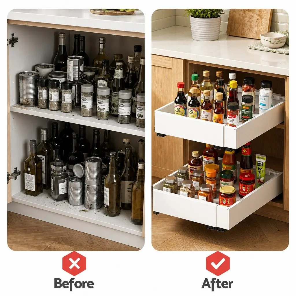 Pull Out Cabinet Drawers Expandable Organizer 2 Pack White Steel Modern Storage
