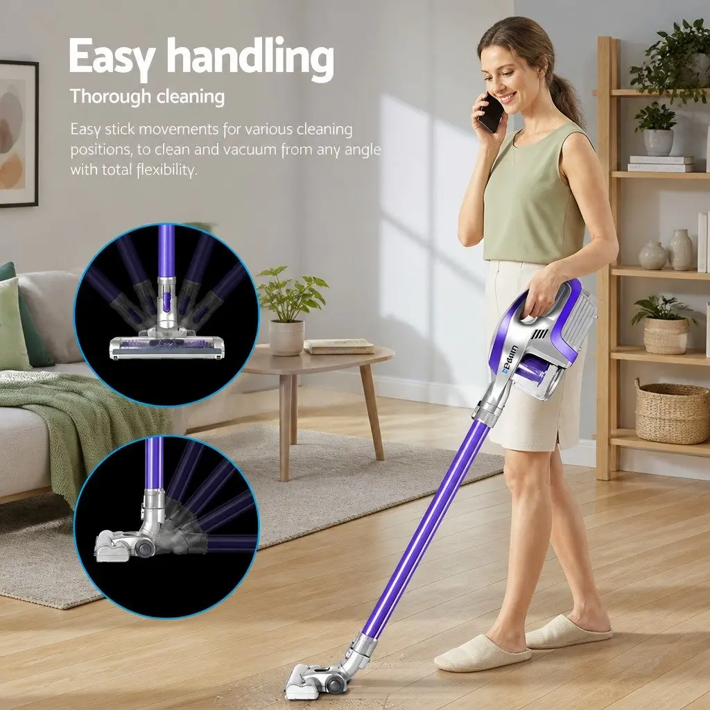 Stick Vacuum Cleaner Cordless Lightweight 150W Purple Grey