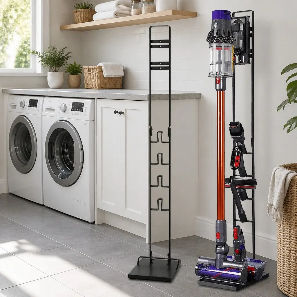 Freestanding Vacuum Cleaner Stand Organizer Tower Black Cast Iron