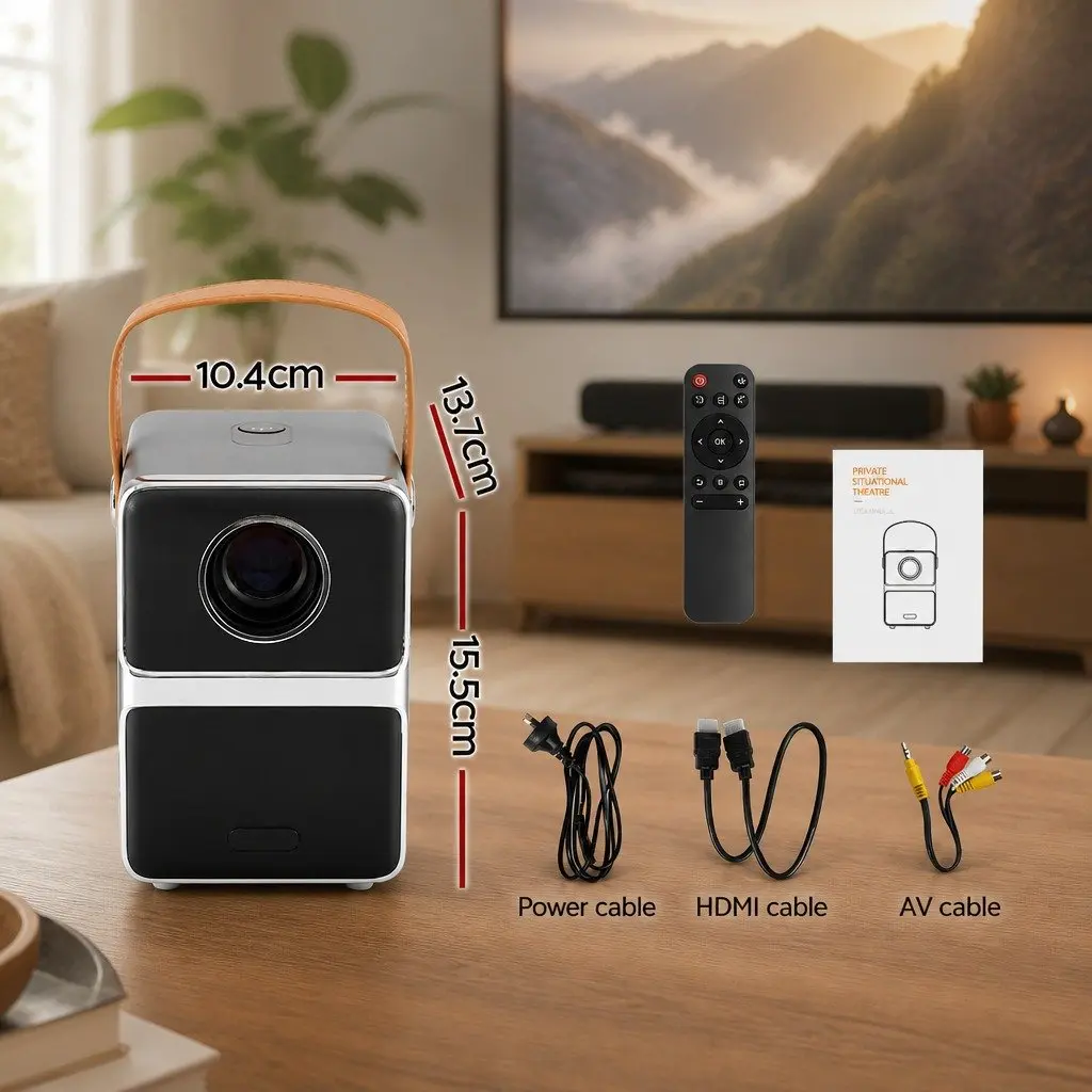 Video Projector 4K Wifi 1080P LCD Portable Home Theater Black
