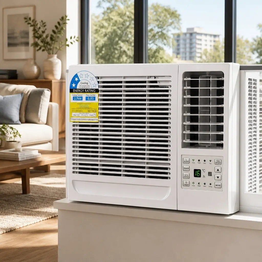 Window Air Conditioner 2.7kW Portable Cooling Unit LED Control Remote White