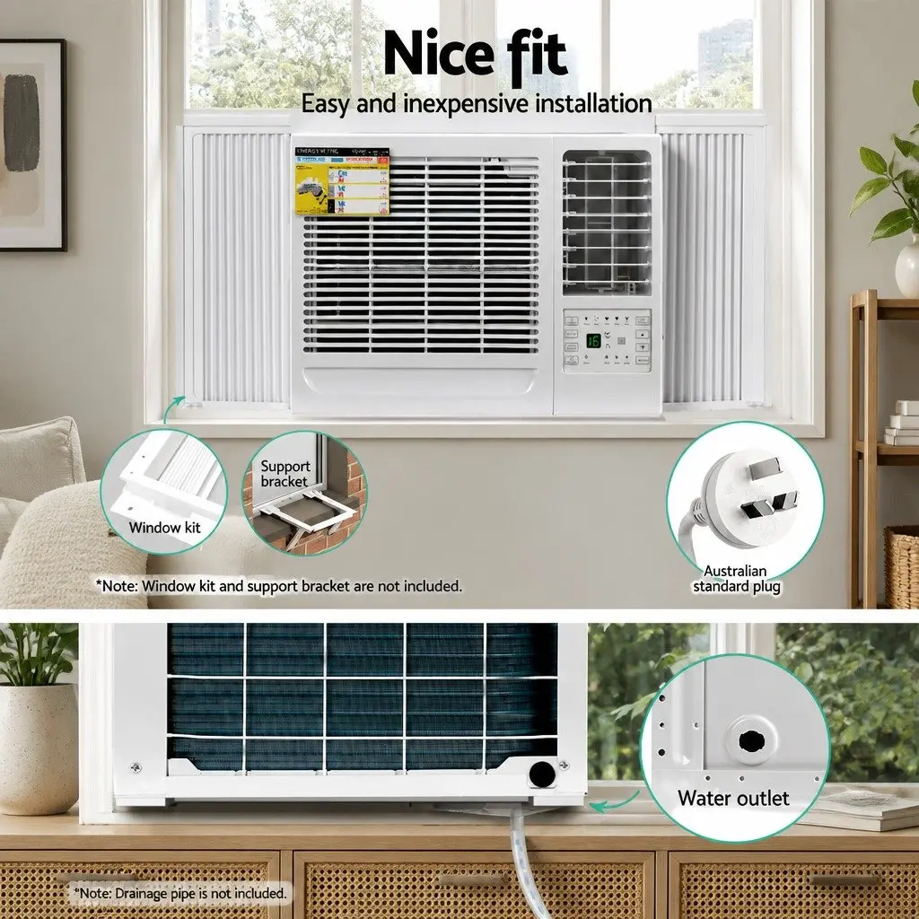 Window Air Conditioner 2.7kW Portable Cooling Unit LED Control Remote White