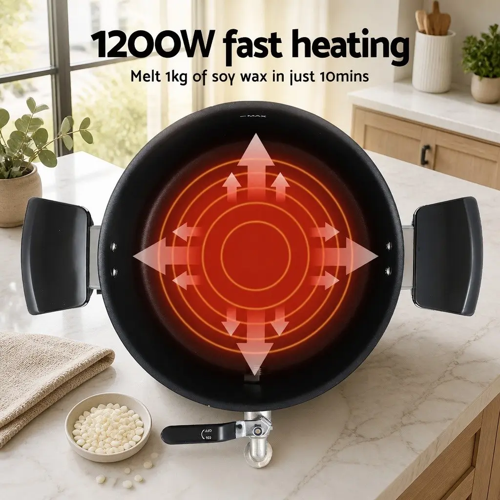 5L Wax Melter Candle Making Electric Melting Pot 1200W Quick Pour Spout Black