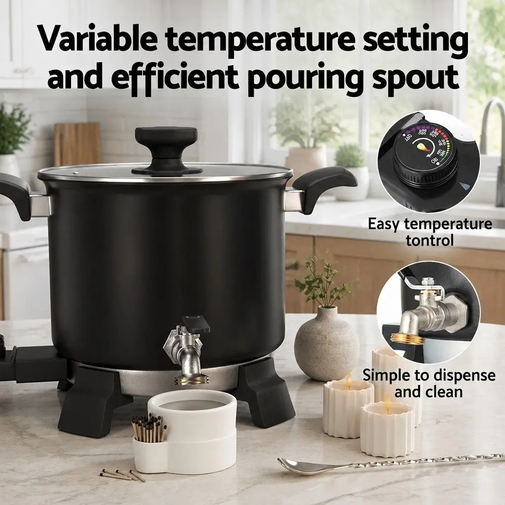 5L Wax Melter Candle Making Electric Melting Pot 1200W Quick Pour Spout Black