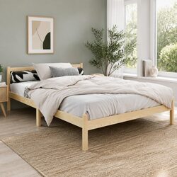 Double Bed Frame Wooden Pine Oak Bedroom Furniture with Storage Space Sturdy