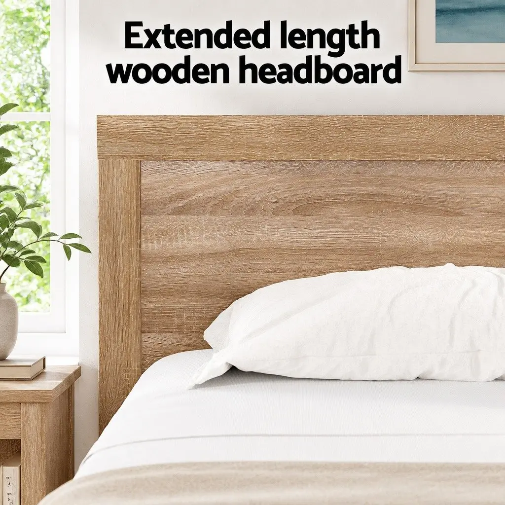 King Single Bed Frame with 2 Storage Drawers Wooden Bedroom Furniture
