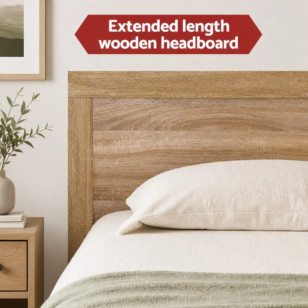 Single Bed Frame Wooden Base Walnut Colour Sleeper For Adults Kids Bedroom