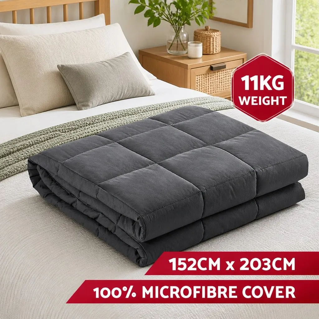 Weighted Blanket Deep Touch Pressure Therapy 11KG Microfibre Dark Grey