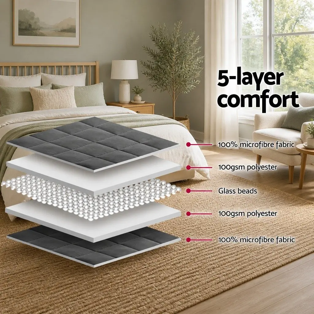 Weighted Blanket 9kg Deep Sleep Pressure Therapy Microfibre Dark Grey 152cm x 203cm