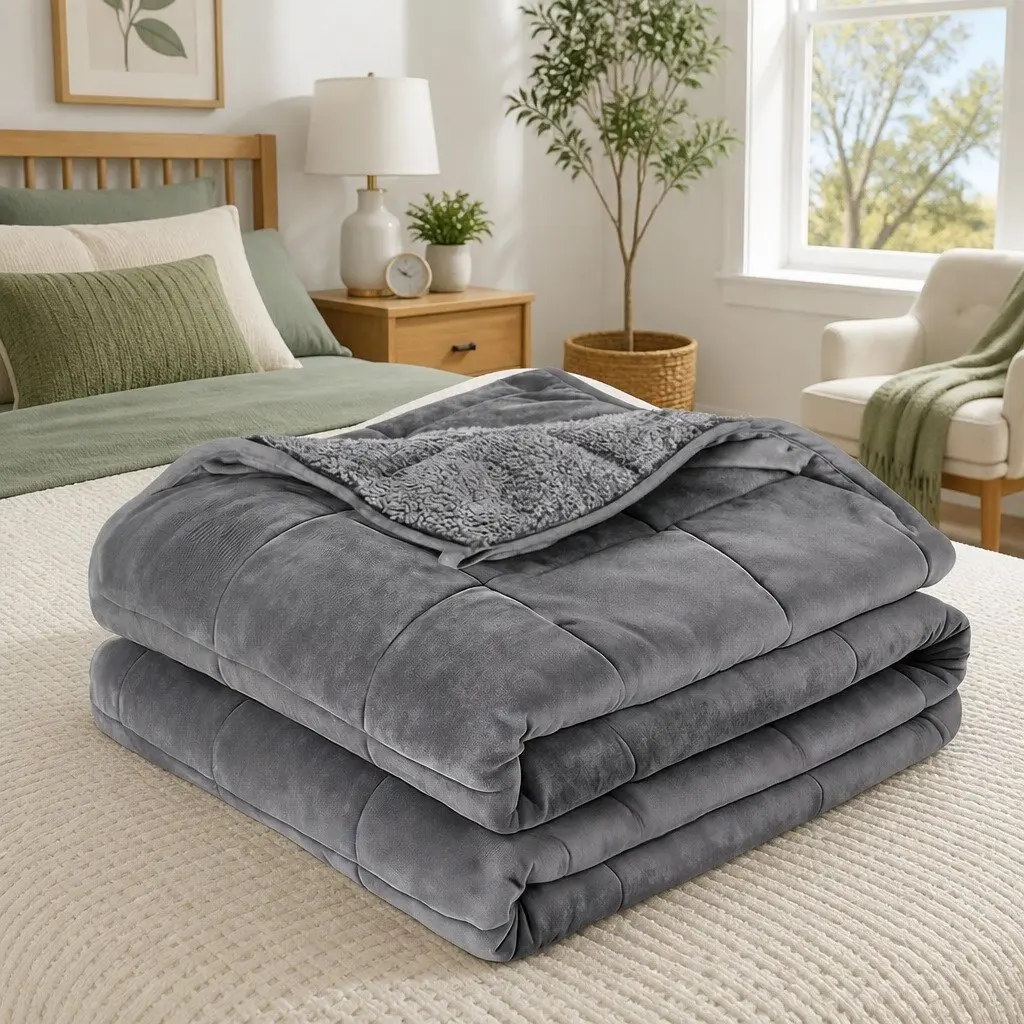Weighted Blanket Anti Anxiety 11KG Dual-Sided Fleece Sherpa Grey