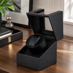 Watch Winder Box Automatic Single Quiet Motor Black Desktop Display Case