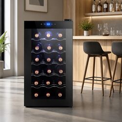 Wine Fridge Cooler 18 Bottle Capacity Black Thermoelectric Touch Control LED