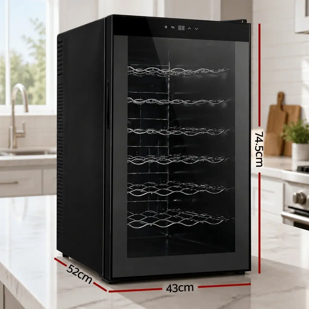 Wine Fridge Cooler Thermoelectric Temperature Control 28 Bottles Black