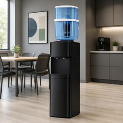 Water Cooler Dispenser 22L Top Loading Black Dual Tap Hot Cold Purifier