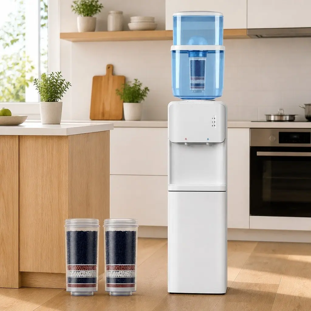 Water Dispenser Top Loading 22L Dual Taps Hot Cold White