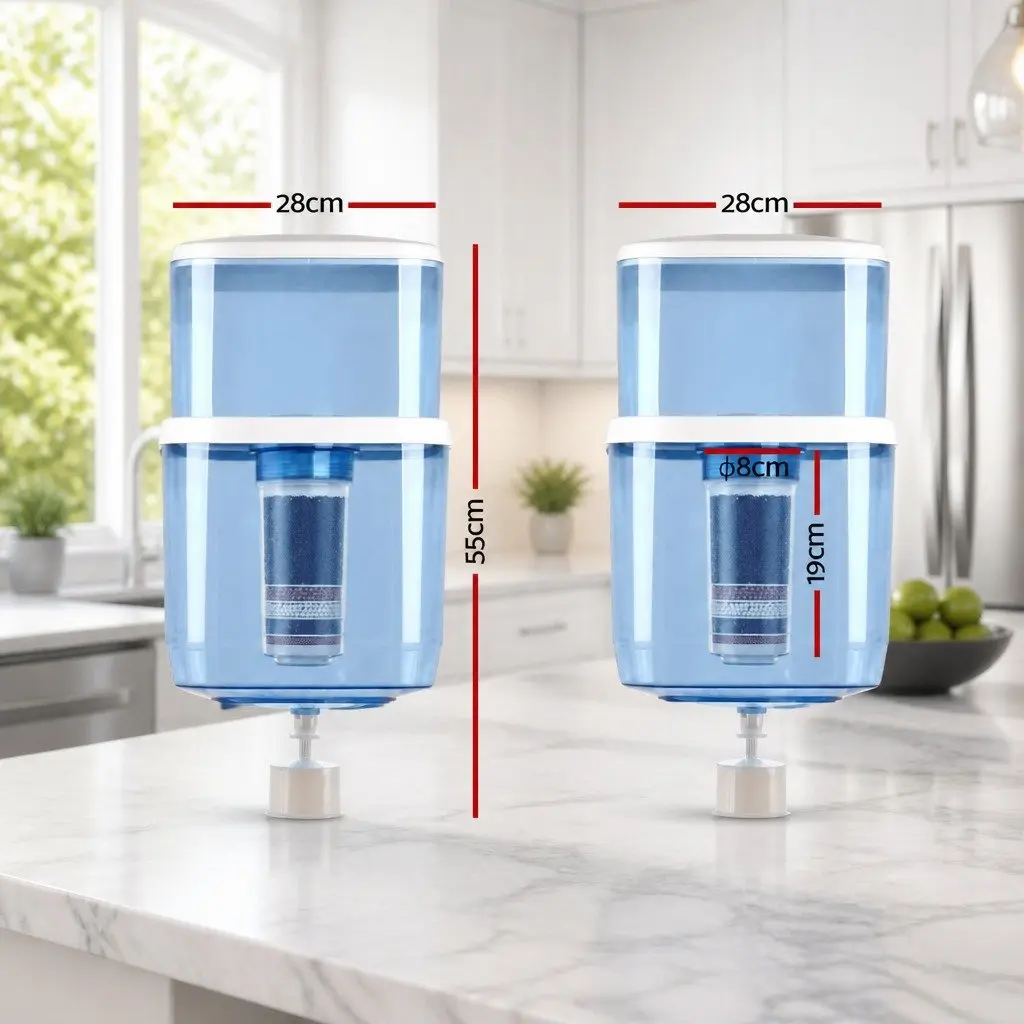 Water Dispenser Filter Bottle 22L 7-Stage Filtration System Food-Grade Plastic Blue Top-Loading
