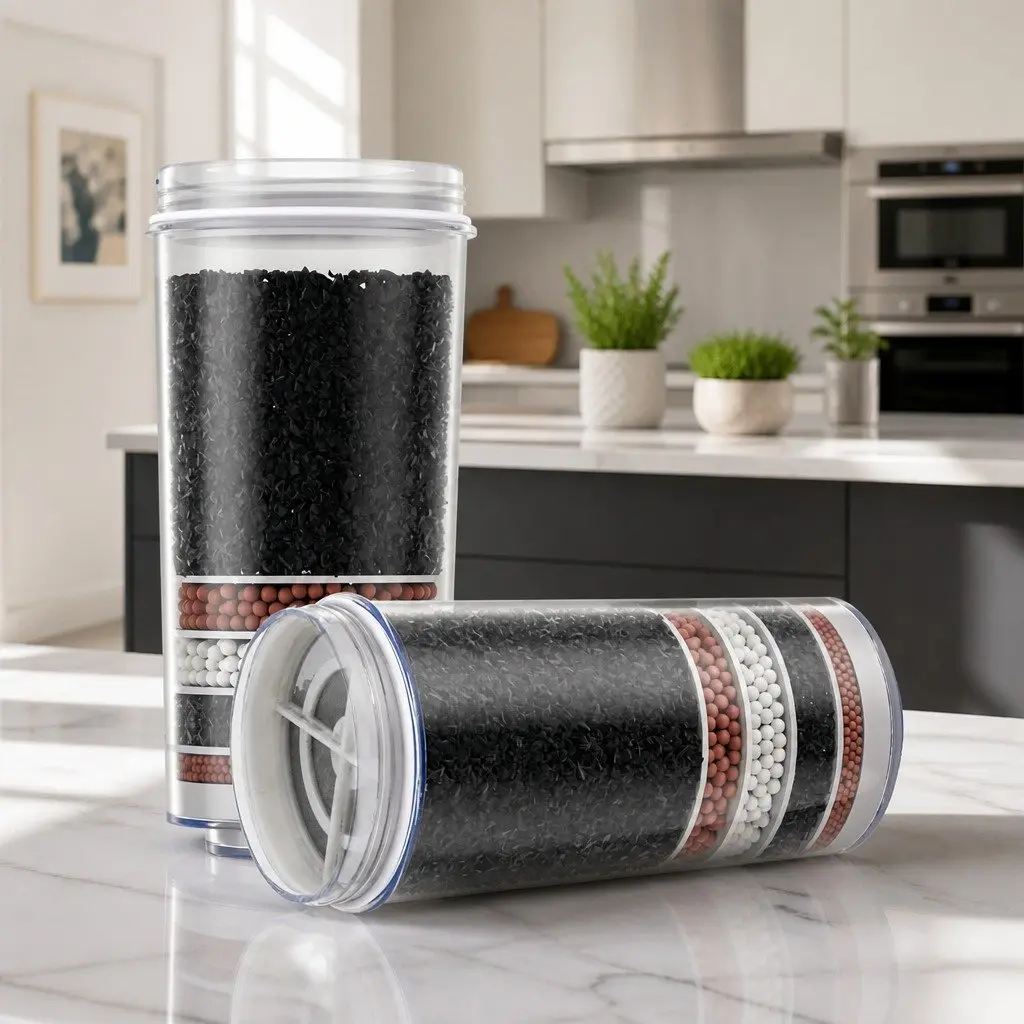 Water Filter Replacement Cartridge 7-Stage Filtration System Clear Food-Grade Plastic 2 Pack