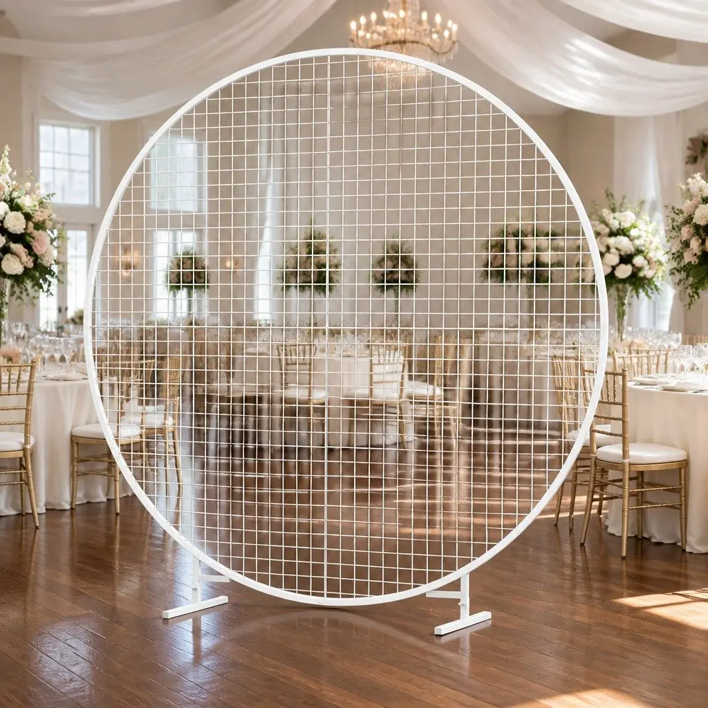Backdrop Stand Metal Frame Easy Assembly 2M Wedding Party Decoration Gold White
