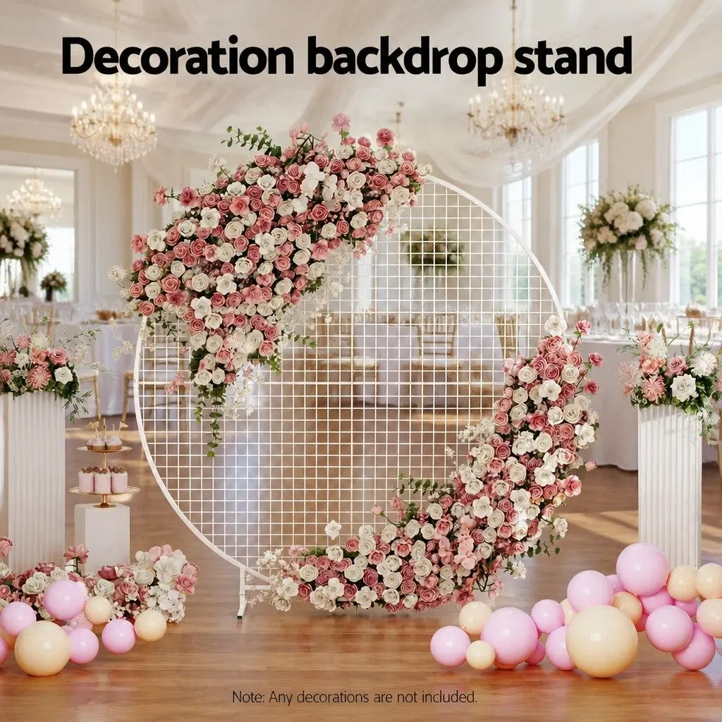 Backdrop Stand Metal Frame Easy Assembly 2M Wedding Party Decoration Gold White