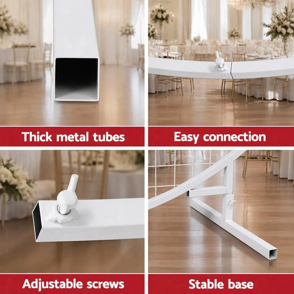Backdrop Stand Metal Frame Easy Assembly 2M Wedding Party Decoration Gold White