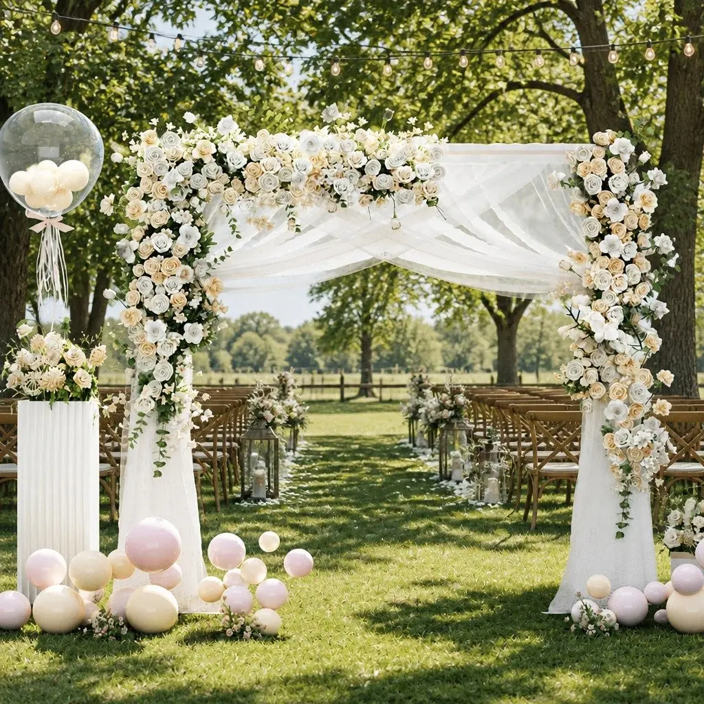 Backdrop Stand Stable Metal Frame 2M Gold for Wedding Party Balloon Flower Display