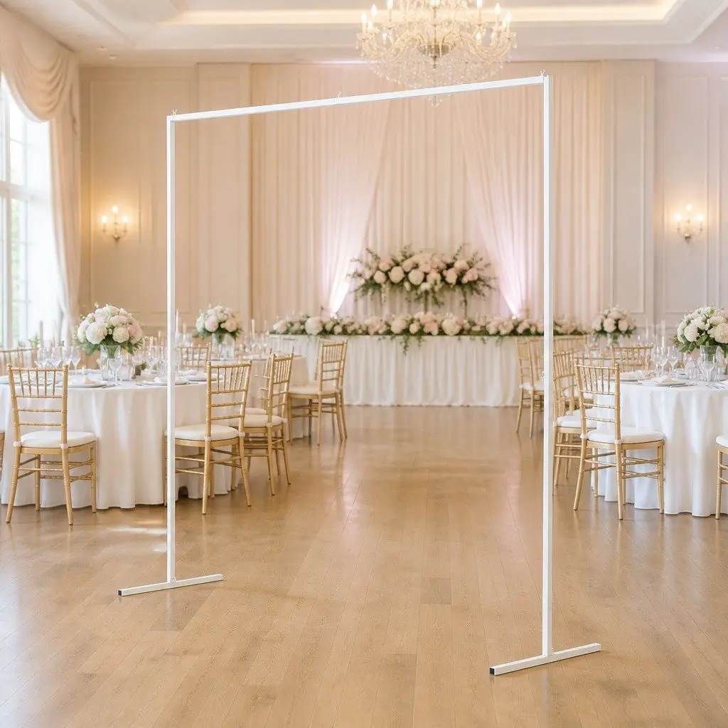 Backdrop Stand Metal Frame 2M White for Wedding Party Decoration Flower Balloon Display