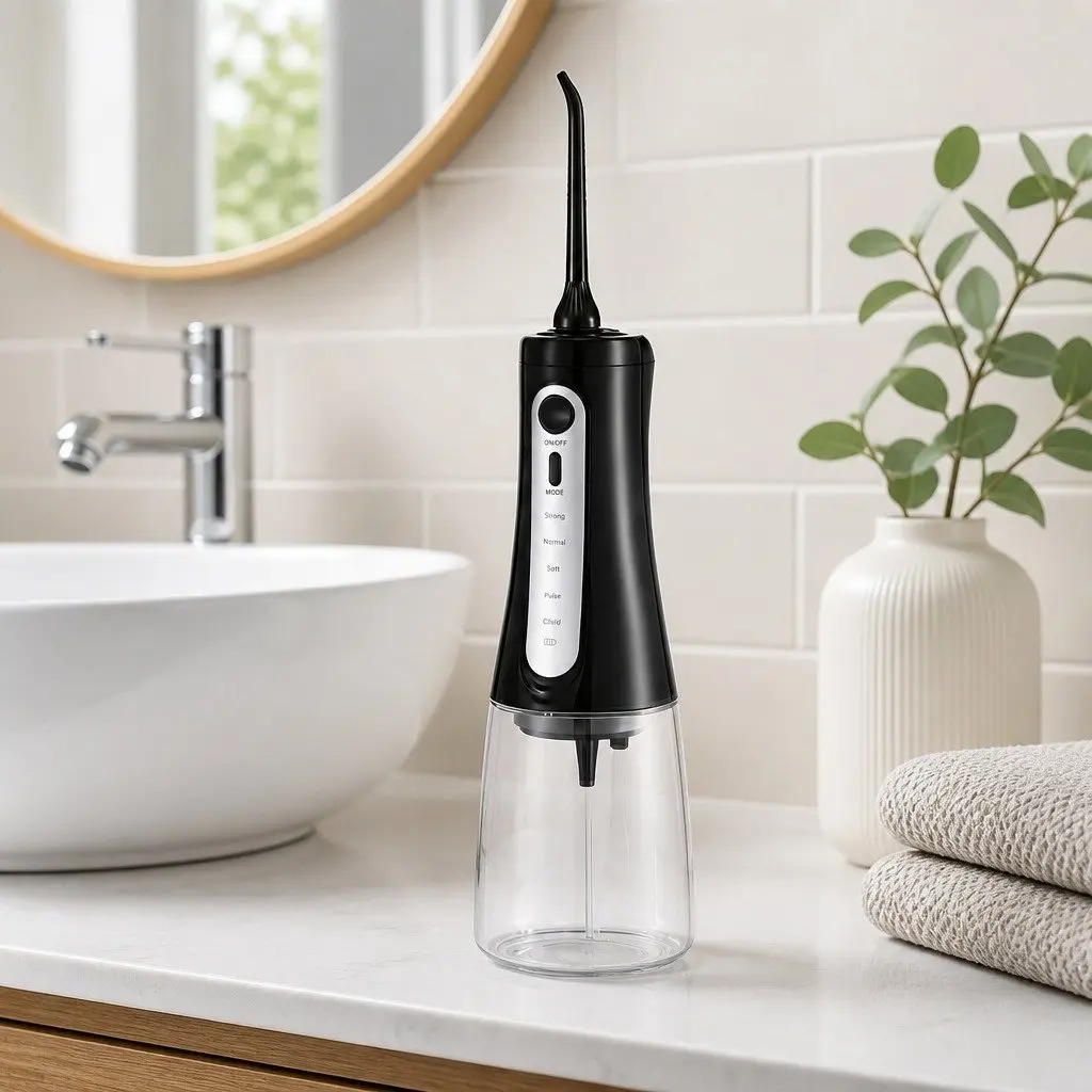 Cordless Water Flosser Oral Irrigator 5 Modes 350ml Tank Black