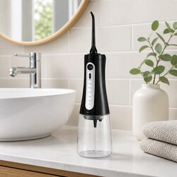 Cordless Water Flosser Oral Irrigator Teeth Cleaner 5 Modes 350ml Tank Black