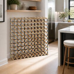 Wine Rack 110 Bottle Storage Holder Pine Wood Steel Frame Kitchen Cellar Bar