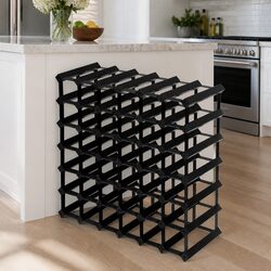 Wine Rack 42 Bottle Black Timber Storage Display Holder Home Cellar Restaurant