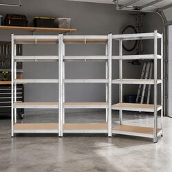 Storage Shelf Rack 3x1.8M Warehouse Shelving Garage Metal Racking Unit Silver