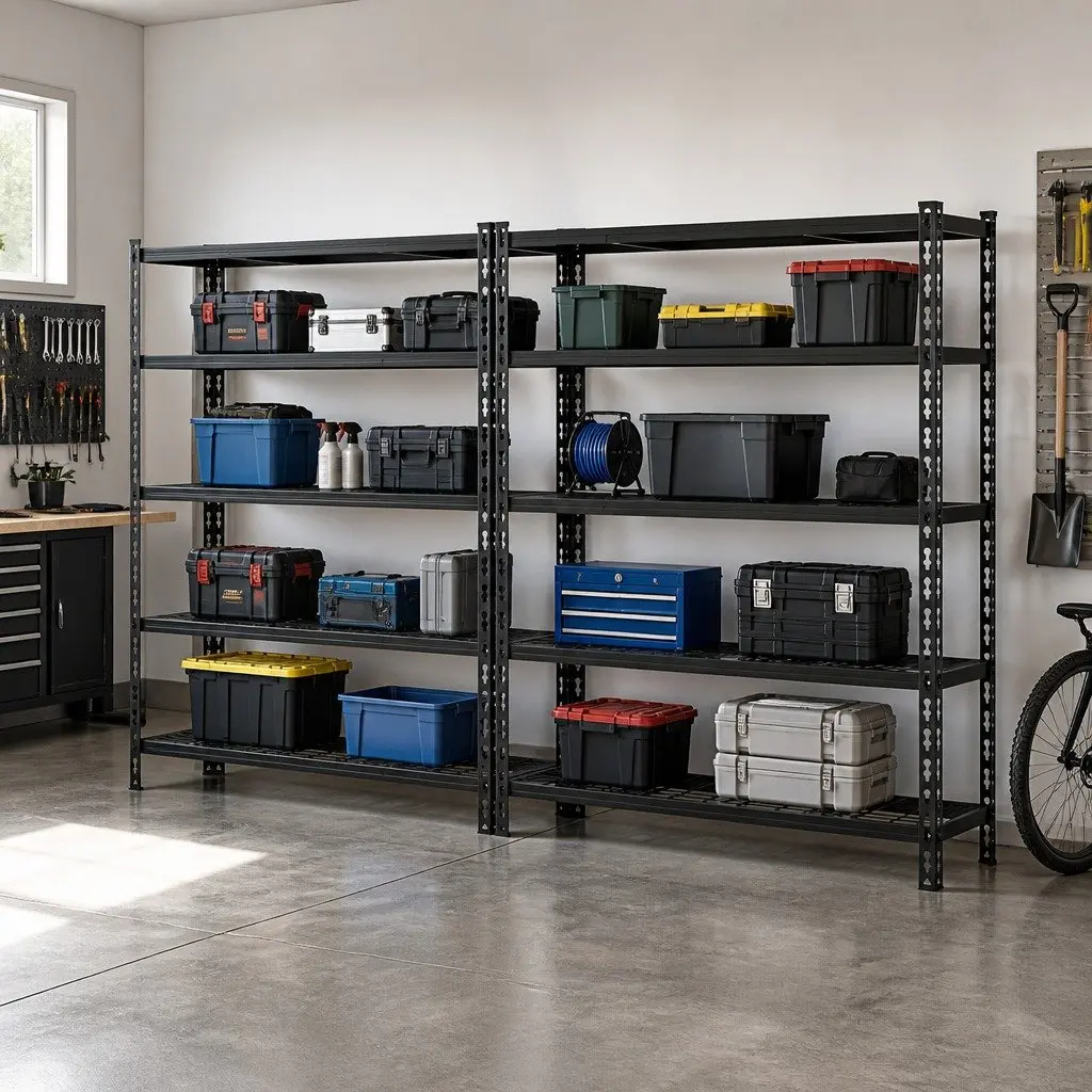 Heavy-Duty Steel 5-Tier Garage Storage Shelving Rack 1.8M Black