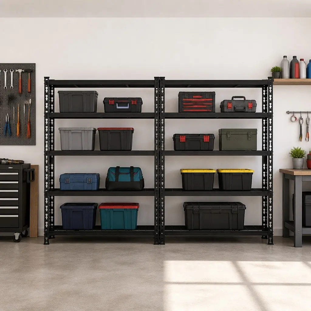 Heavy-Duty Steel 5-Tier Garage Storage Shelving Rack 1.8M Black