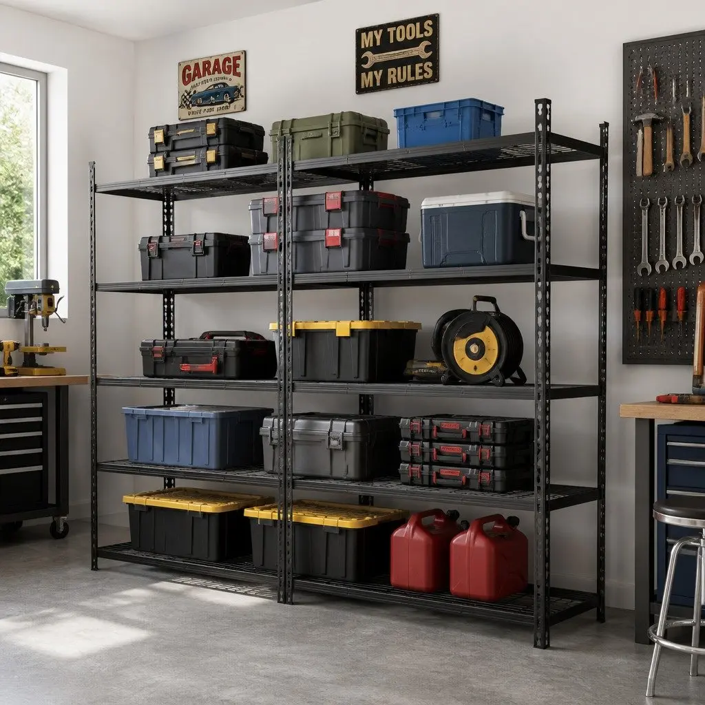 Heavy-Duty Steel 5-Tier Garage Storage Shelving Rack 1.8M Black