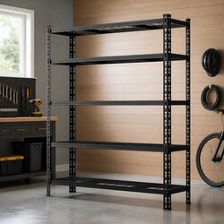 5-Tier Garage Storage Rack 1.8M Heavy Duty Shelving Unit Black Workshop