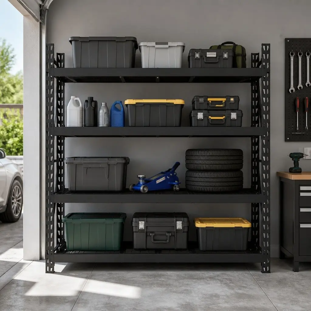 Garage Shelving Unit 200x60x200cm Warehouse Pallet Racking Storage Shelf Black