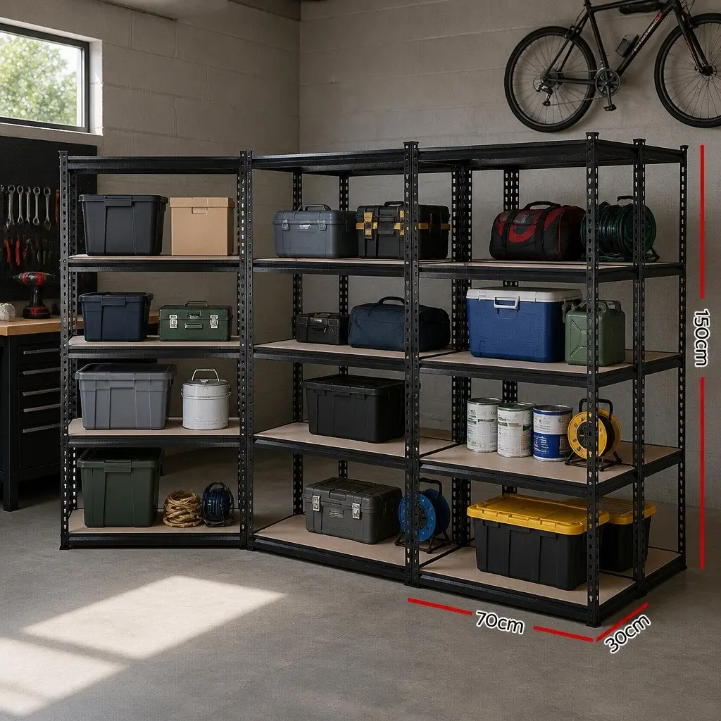Garage Shelving Unit 5 Tier Warehouse Rack Pallet Racking Storage Shelf Black