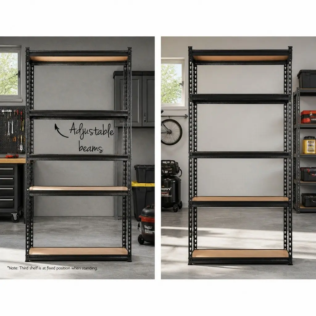 Garage Shelving Unit 5 Tier Warehouse Rack Pallet Racking Storage Shelf Black