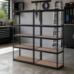 Storage Shelf Rack 2x1.5M Garage Warehouse Pallet Racking Unit Adjustable Black