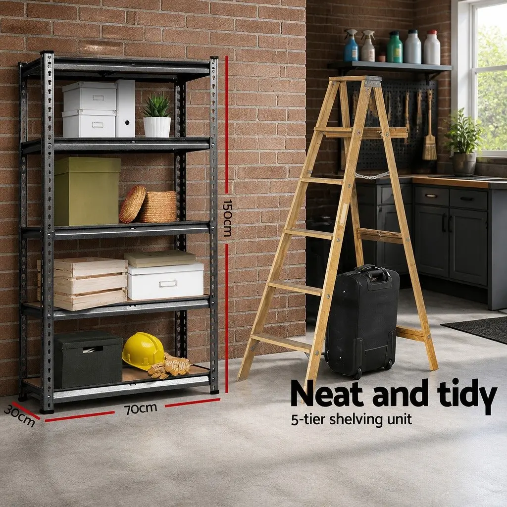Steel Storage Shelf Rack Adjustable 2x1.5M Boltless Grey